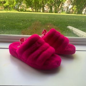 UGG Pink Fluffy Slippers